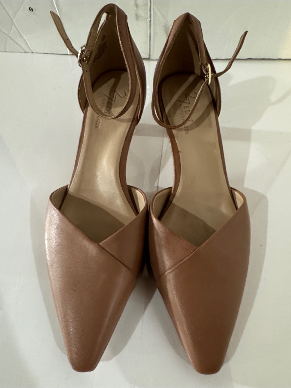Naturalizer Nude Mauve Pointed Ankle-Strap Kitten Heels Shoe Size 8M